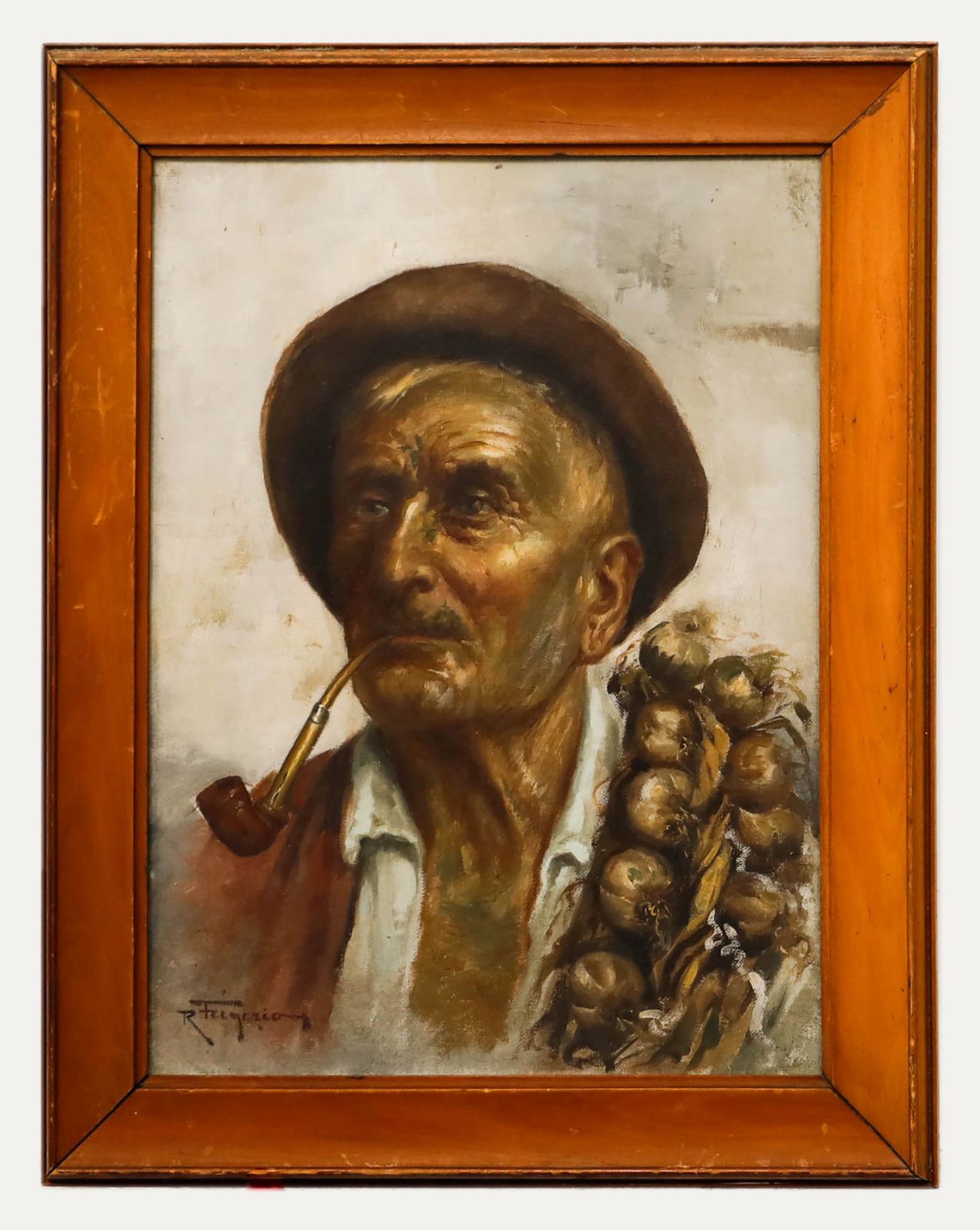 Raffaele Frigerio (1875 1948) Early 20th Century Oil, The Garlic Picker