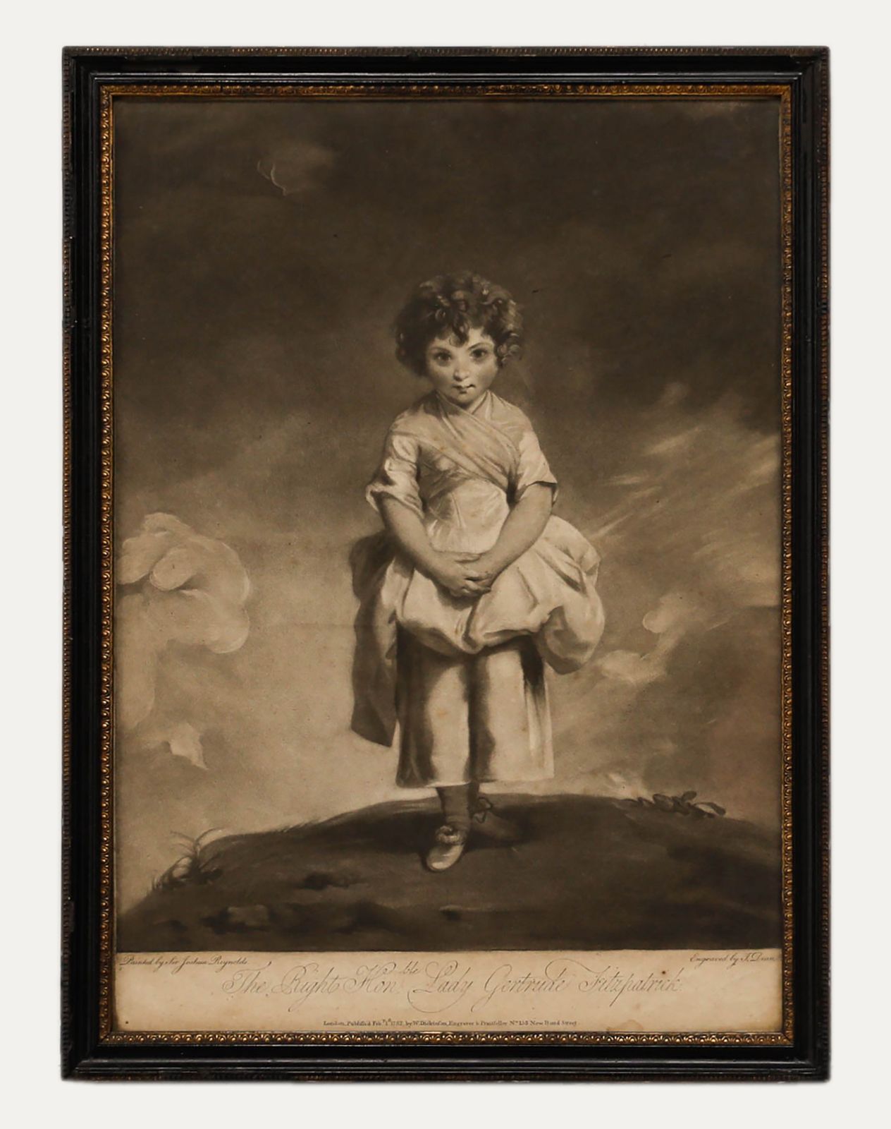 J. Dean After J. Reynolds 18th Century Mezzotint, Lady Gertrude Fitzpatrick