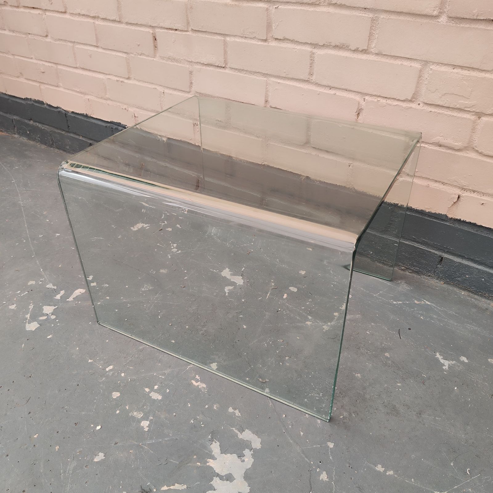 Mid Century Bent Glass Side Table / Waterfall Coffeetable photo for sale