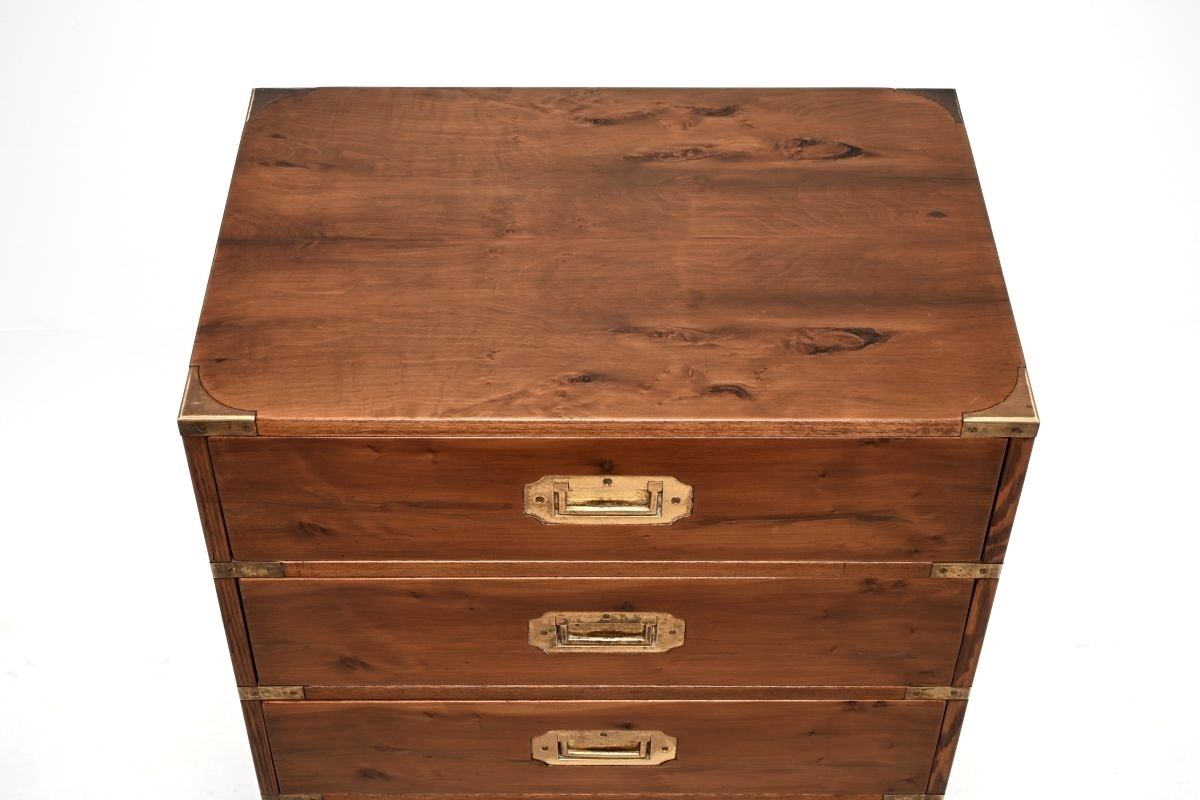 Antique Yew Wood Military Campaign Style Chest Of Drawers photo vintage