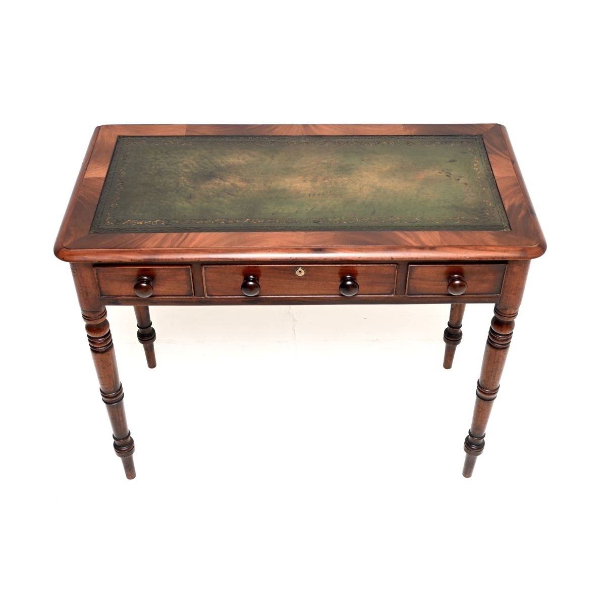 Antique Early Victorian Mahogany Leather Top Writing Table / Desk photo for sale