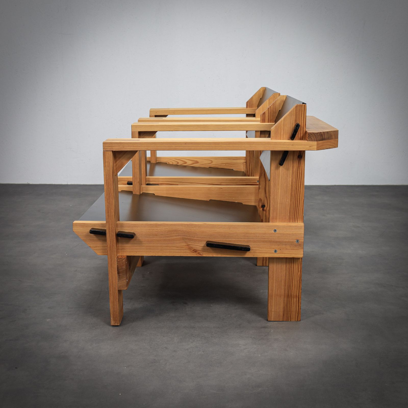 Extremely Rare Pair Of Dutch Solid Pine Lounge Chairs By Wouter Fens, 1960s photo furniture