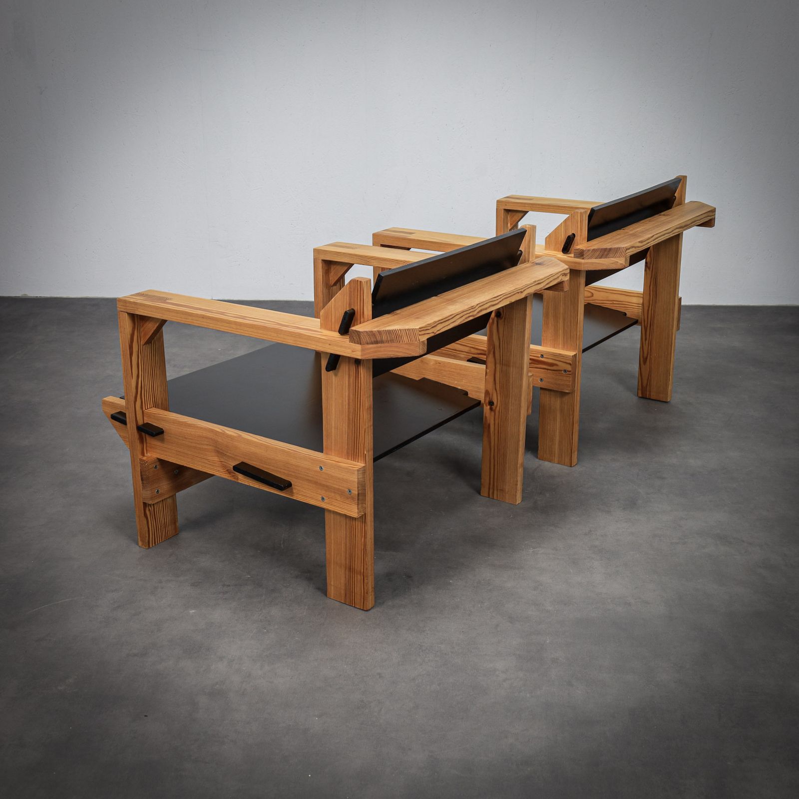 Extremely Rare Pair Of Dutch Solid Pine Lounge Chairs By Wouter Fens, 1960s photo Furniture