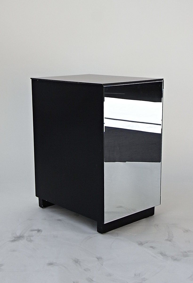Facet Mirrored Drawer Bedside Table With Faceted Pilasters And Edges, 2010s photo Furniture
