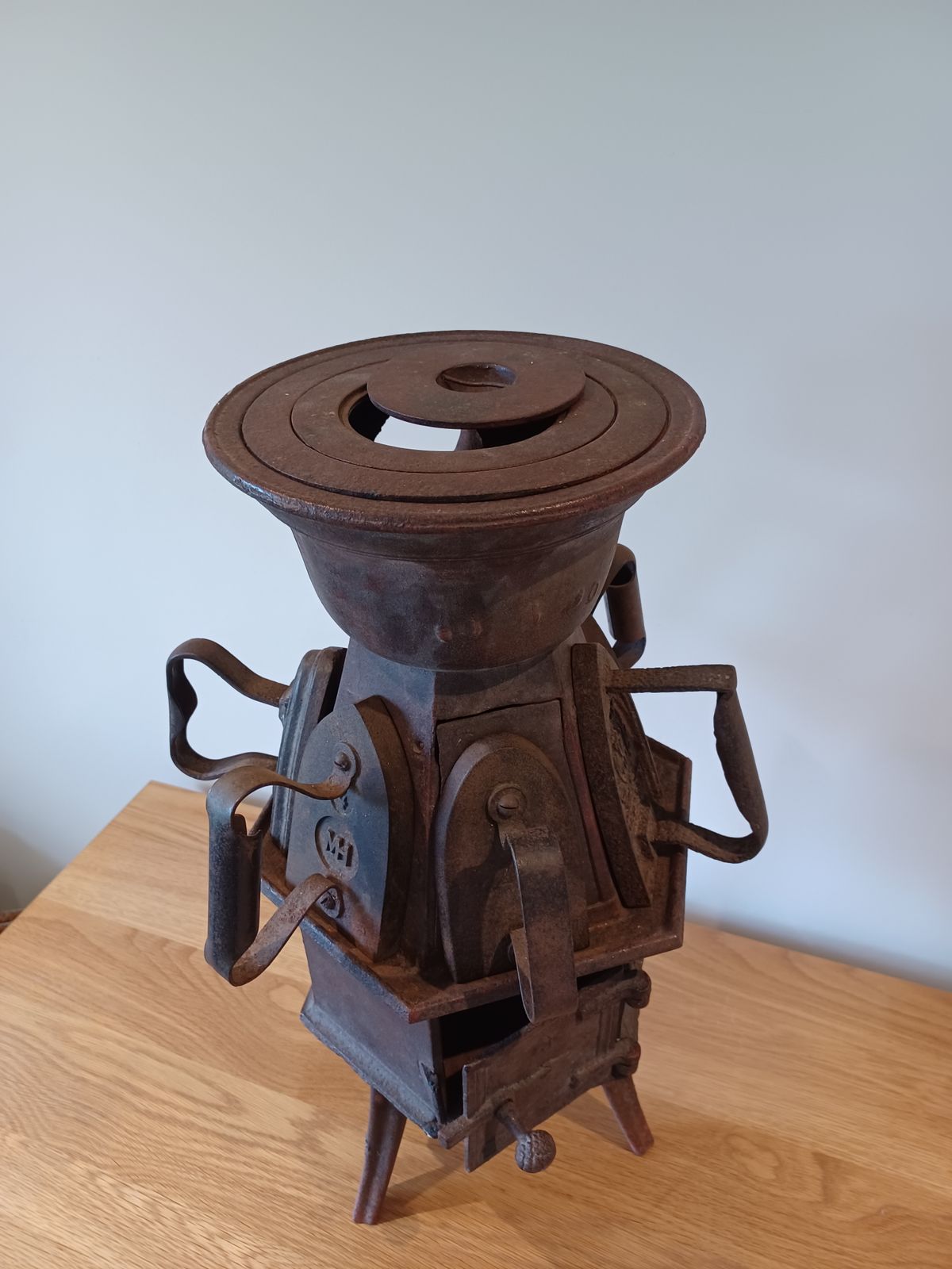 Antique French Laundry Maid's Flat Iron Warming Stove photo vinterior