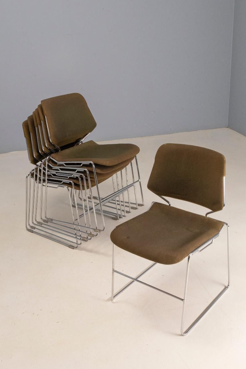 Set Van 7 Stapelstoelen Matrix, Thomas Tolleson, Jaren 1970, USA photo for sale