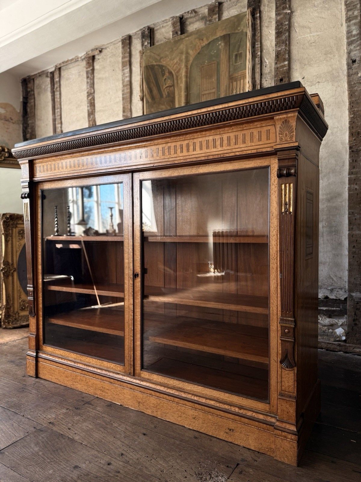 Lamb Of Manchester Burr Walnut Antique Display Cabinet Sideboard Granite Top photo 2499.0