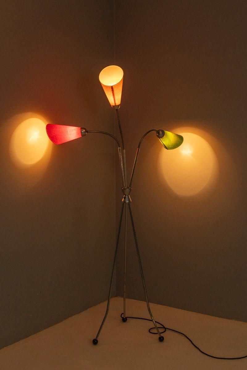Driearmsstaande Lamp, Lidokov, Jaren 1950–1960, Tsjecho Slowakije photo Verlichting