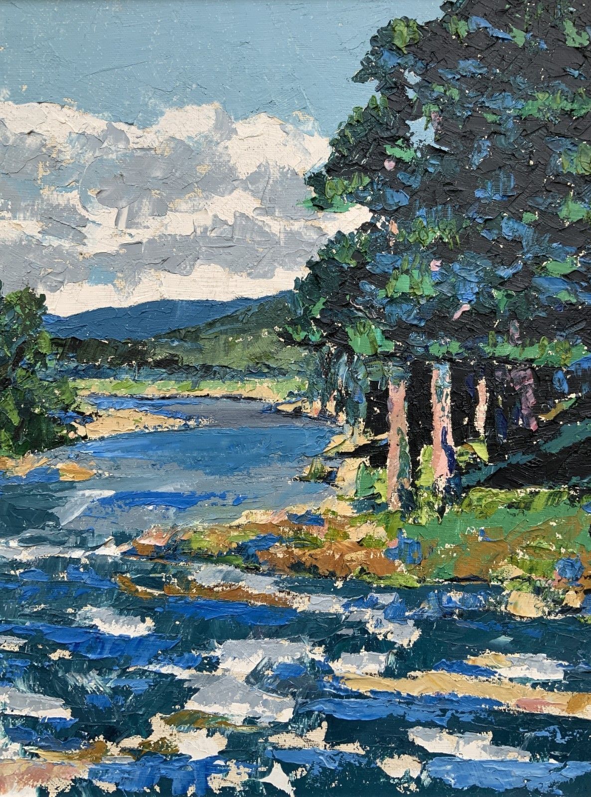 Scottish Impressionist Impasto Oil Painting River Landscape Mid Century photo 299.0