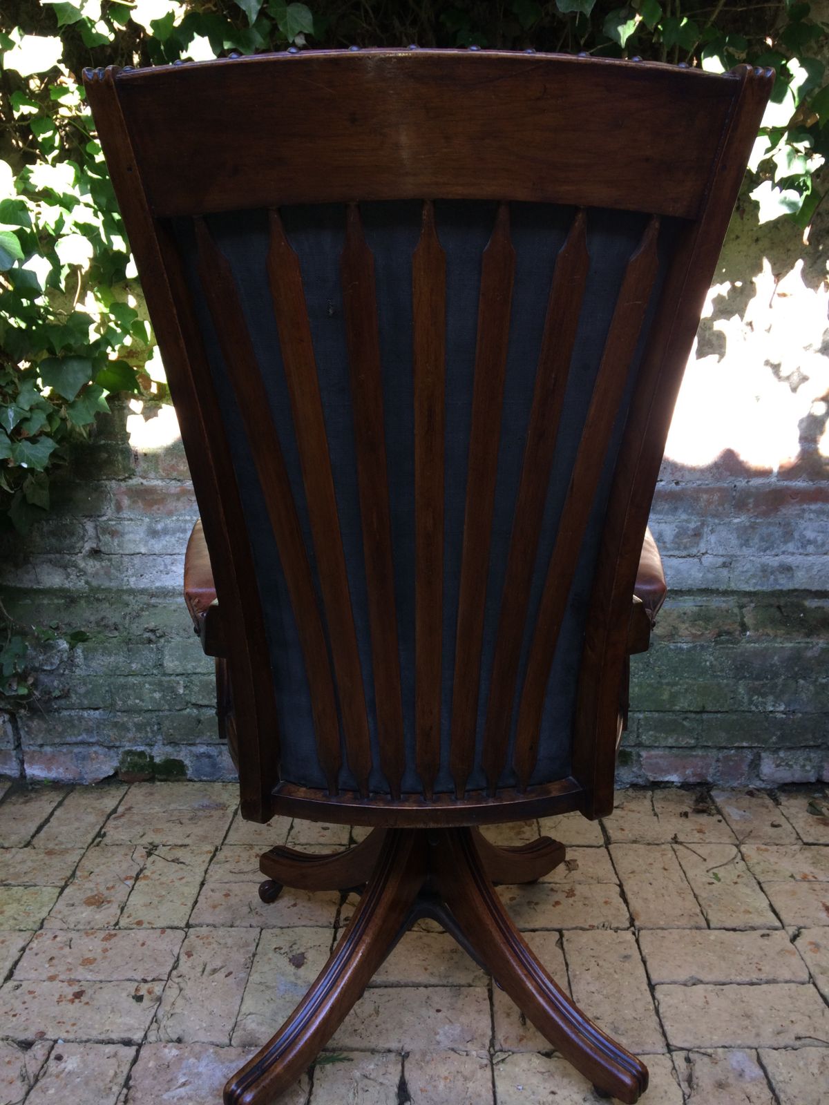 Edwardian Walnut  And Leather Desk Chair By W Angus And Co London. photo Furniture