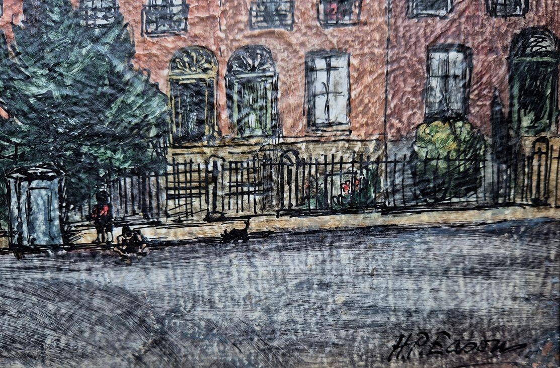 Hertha Phyllis Eason – ‘Mount Street Crescent, Dublin’ (Framed Oil Painting) photo Art