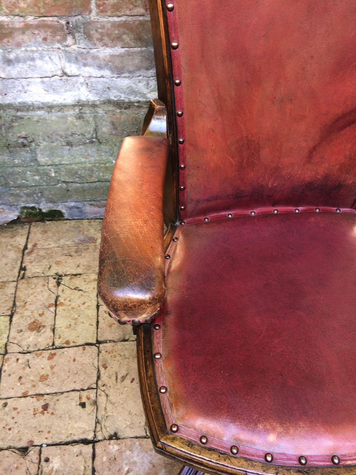 Edwardian Walnut  And Leather Desk Chair By W Angus And Co London. photo vinterior