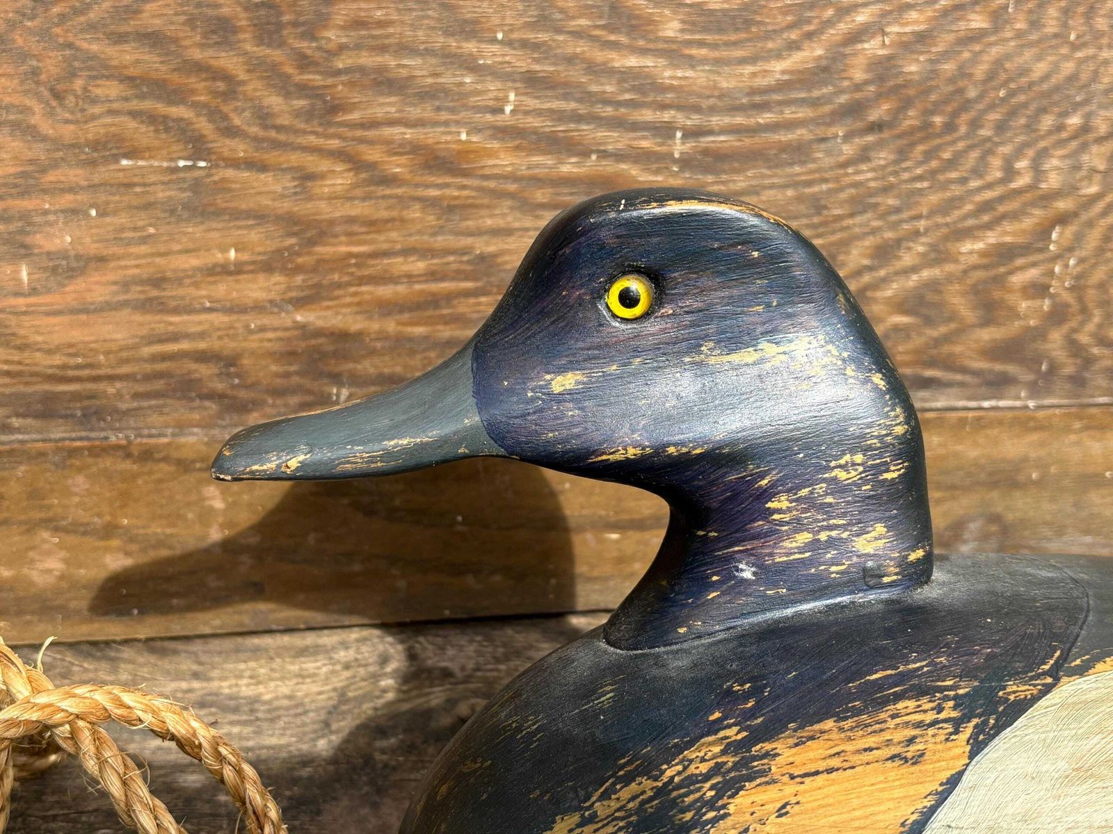 Vintage American Traditional " Scaup" Decoy Wooden Duck With Tethering Rope photo Home Decor