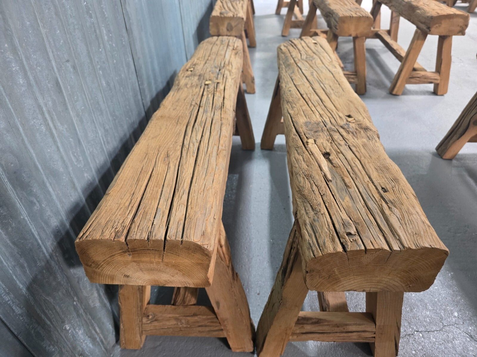 195.0 Vintage Rustic Reclaimed Chunky Solid Wooden Hardwood Stool Bench Seat 120cm photo