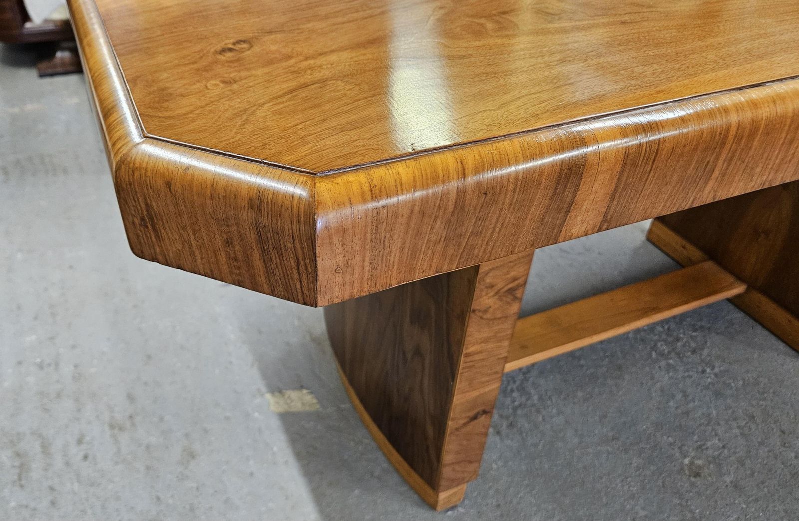 photo for sale Art Deco Walnut Pedestal Dining Table