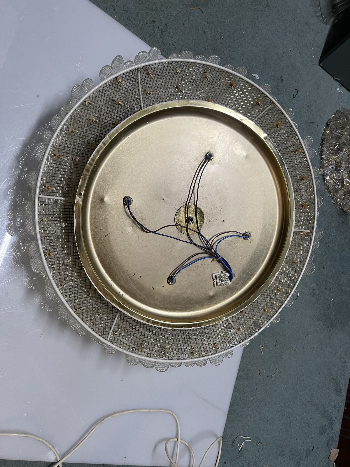 Large Murano Glass Flower Flushmount By Archimede Seguso 1960’s photo for sale