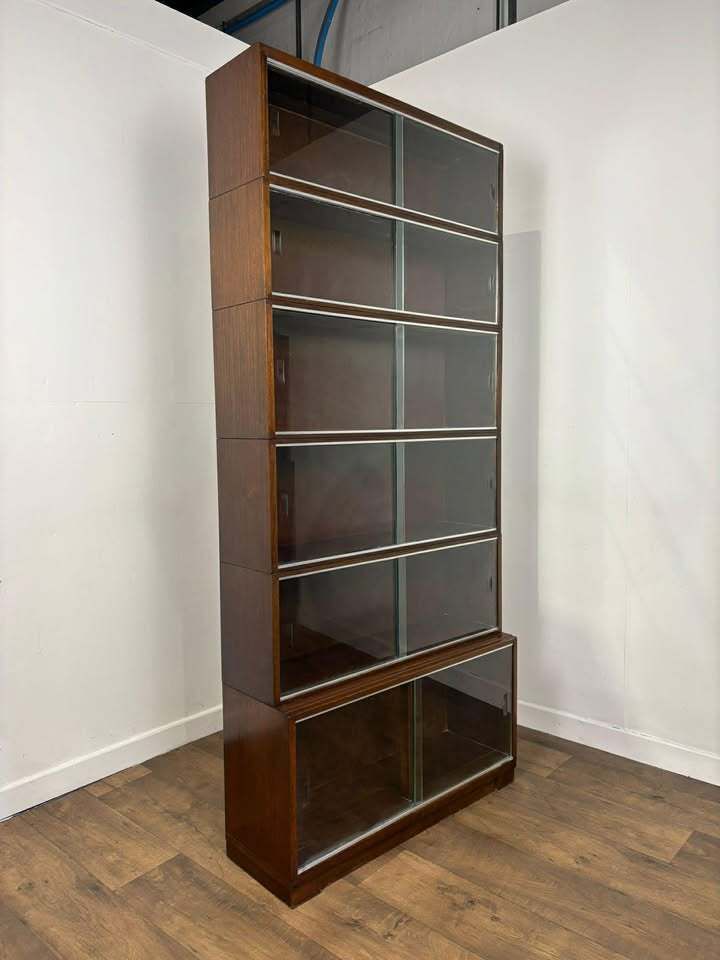 photo furniture Minty Oxford Mid Century Library Oak Glazed Six Tier Bookcase