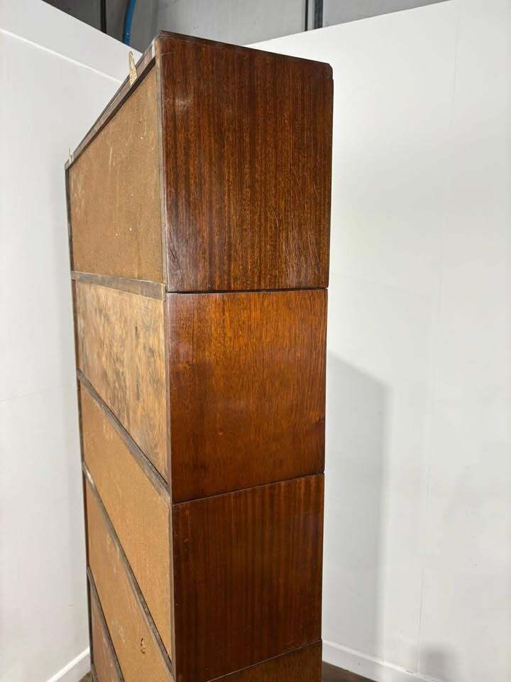 Minty Oxford Mid Century Library Oak Glazed Six Tier Bookcase photo for sale