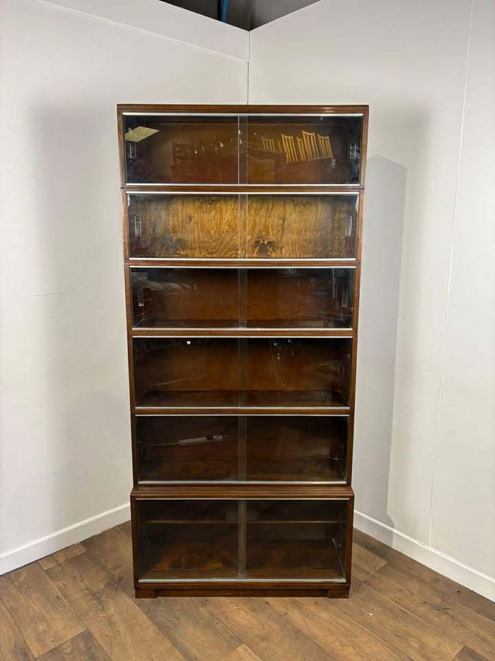 1149.0 Minty Oxford Mid Century Library Oak Glazed Six Tier Bookcase photo