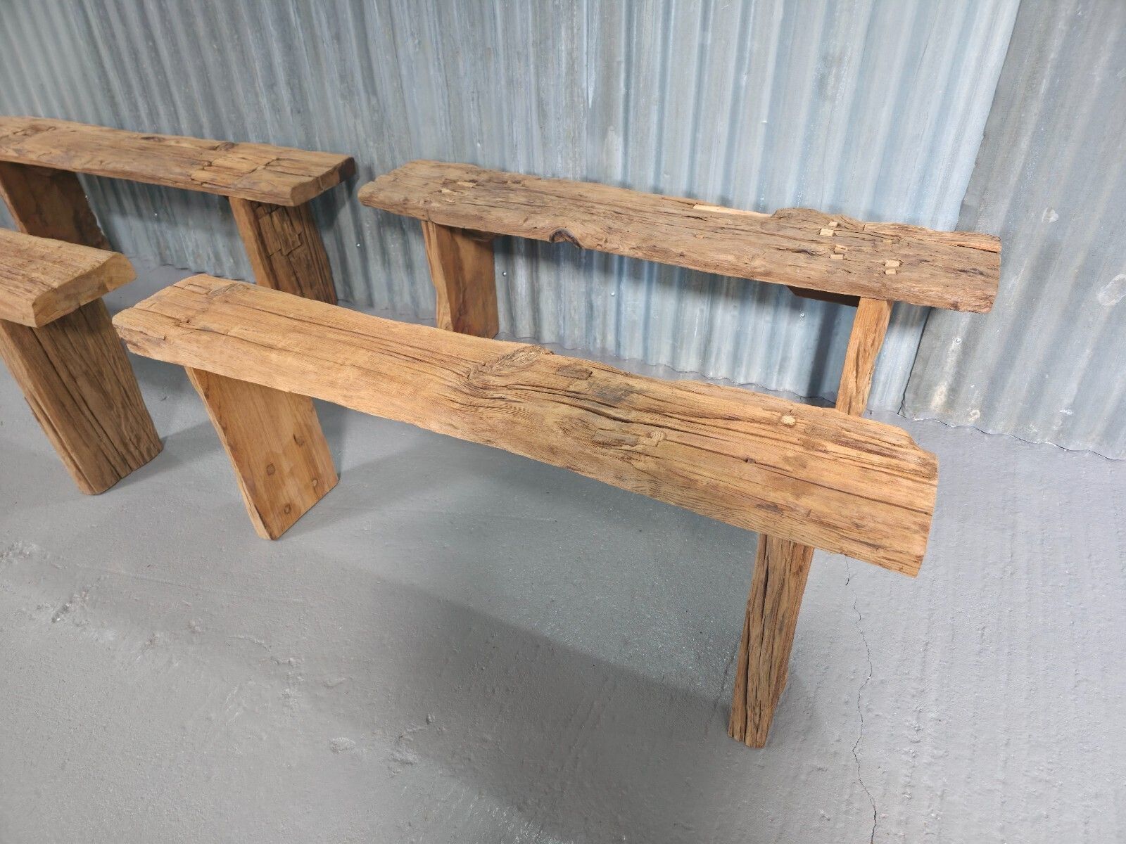 Vintage Rustic Reclaimed Chunky Solid Wooden Hardwood Stool Bench Seat 120cm photo for sale