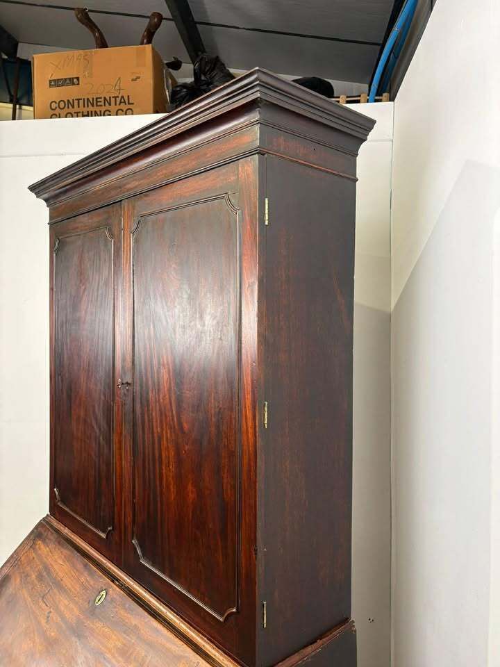Georgian Mahogany Kneehole Bureau Bookcase photo Furniture