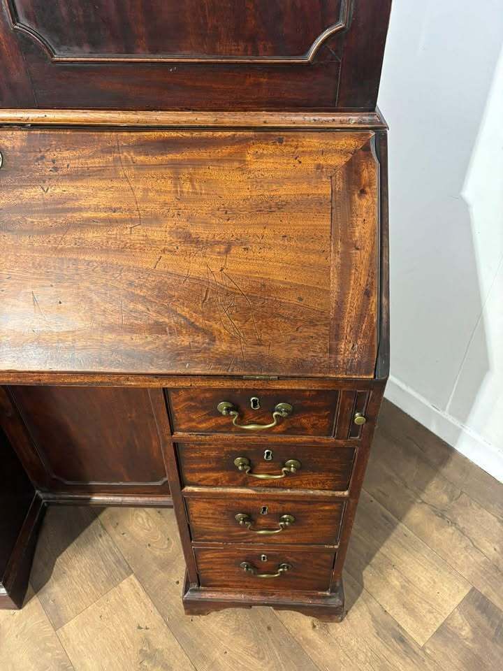 Furniture Georgian Mahogany Kneehole Bureau Bookcase photo