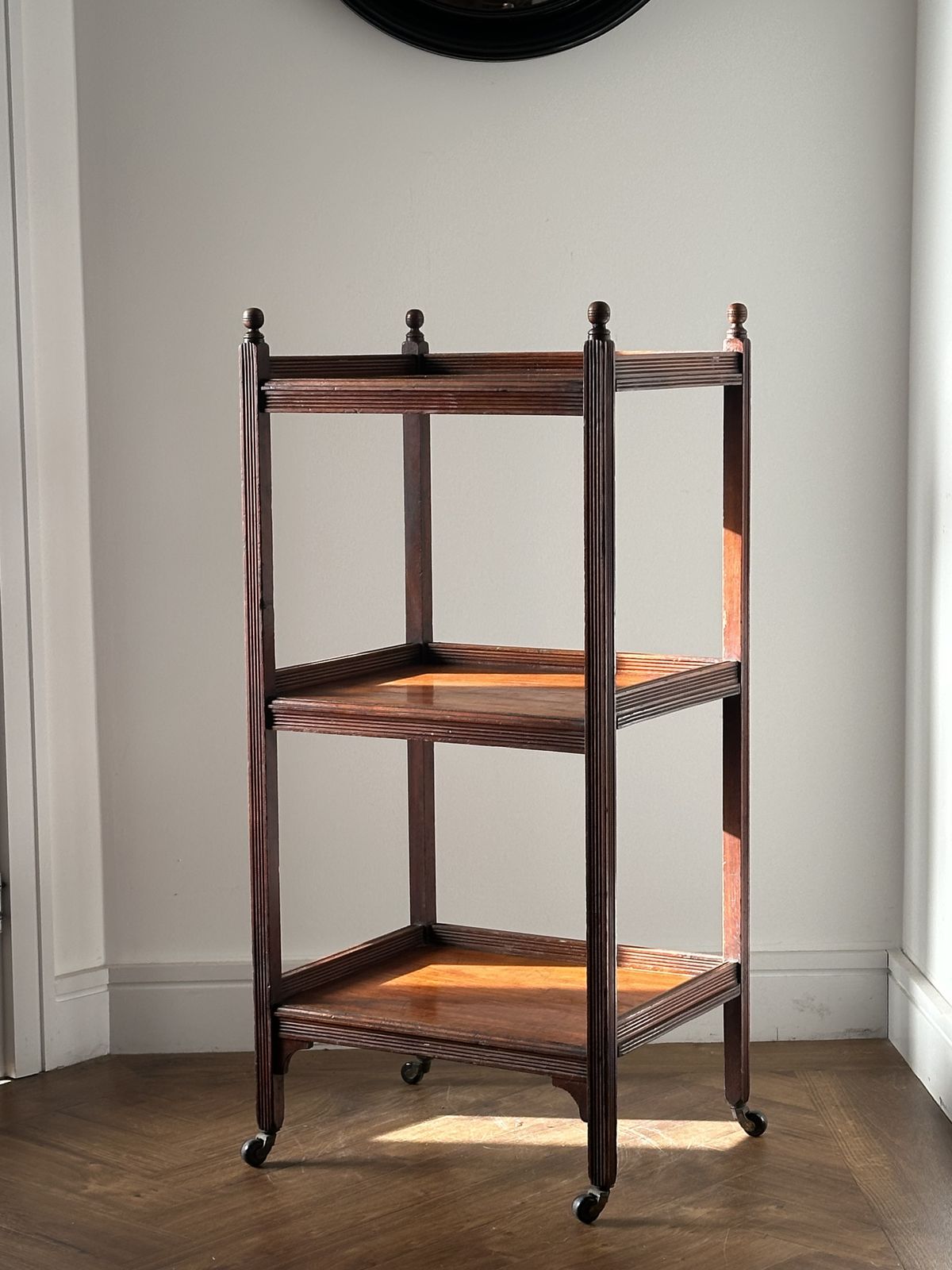 photo for sale A Walnut Aesthetic Movement Three Tier Whatnot In The Manner Of E.W Godwin
