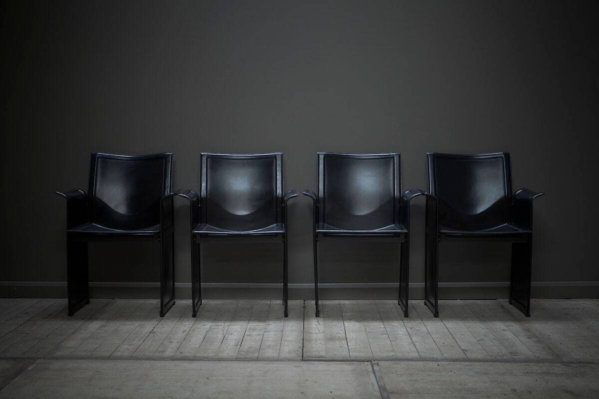Original Black Leather Dining Chairs By Tito Agnoli For Matteo Grassi photo furniture