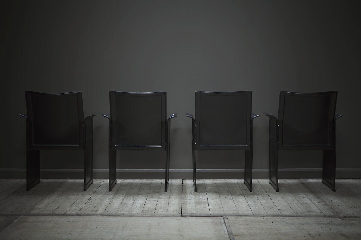 Original Black Leather Dining Chairs By Tito Agnoli For Matteo Grassi photo vinterior