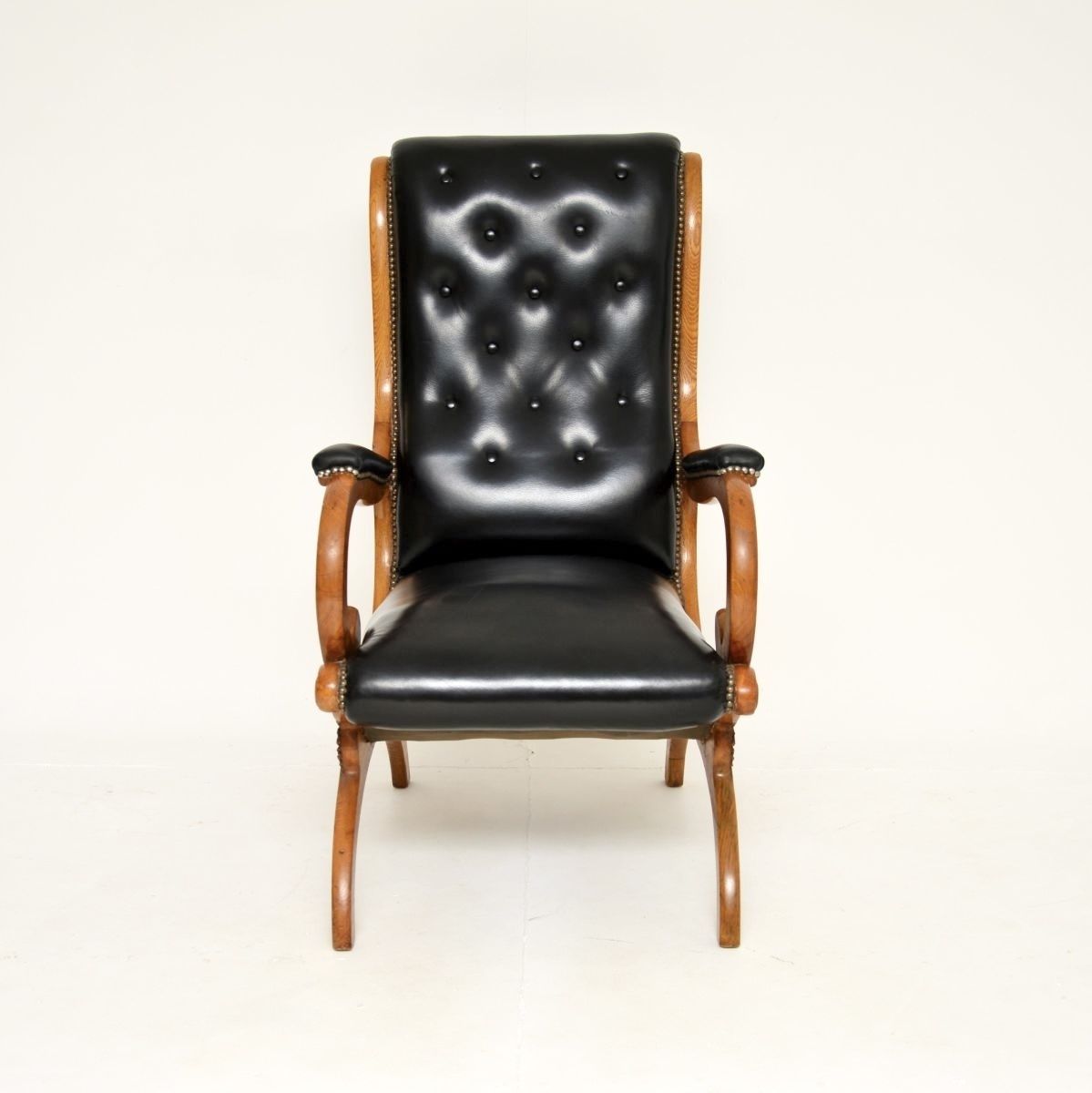 Antique Regency Period Leather Slipper Armchair photo for sale