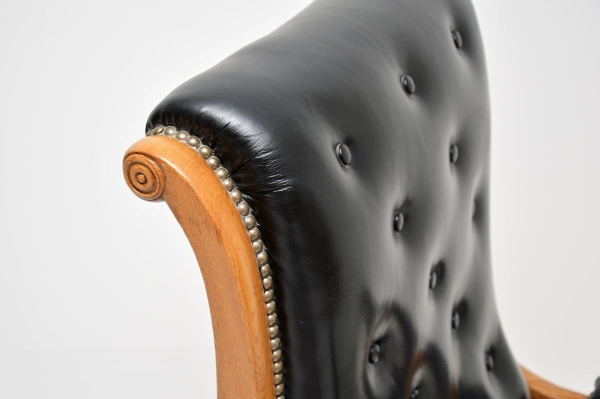 Antique Regency Period Leather Slipper Armchair photo vintage
