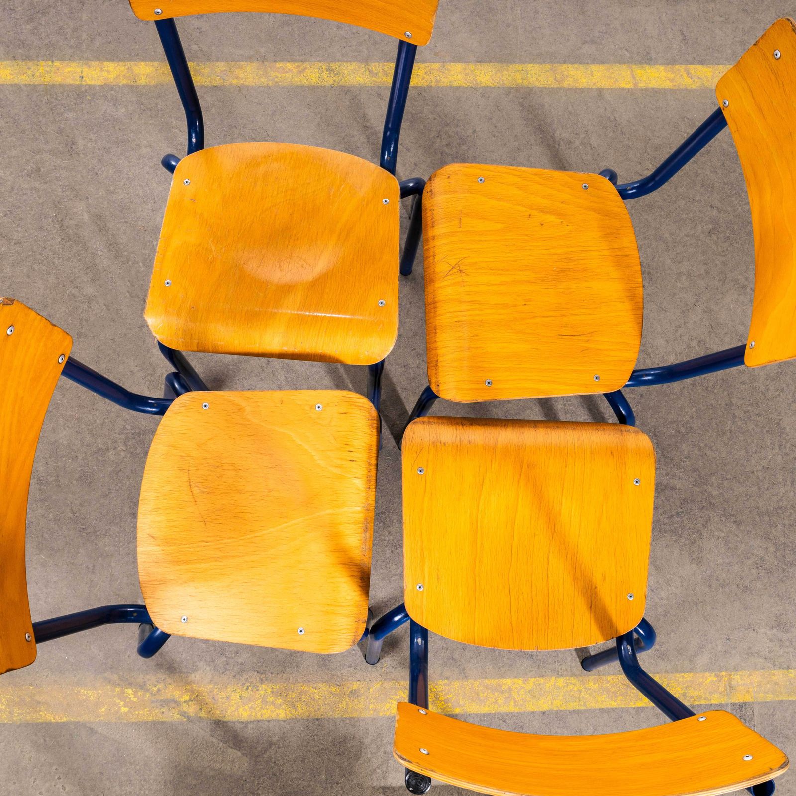 photo for sale 1960's Sea Blue Simple Mullca Stacking Dining Chairs   Set Of Six