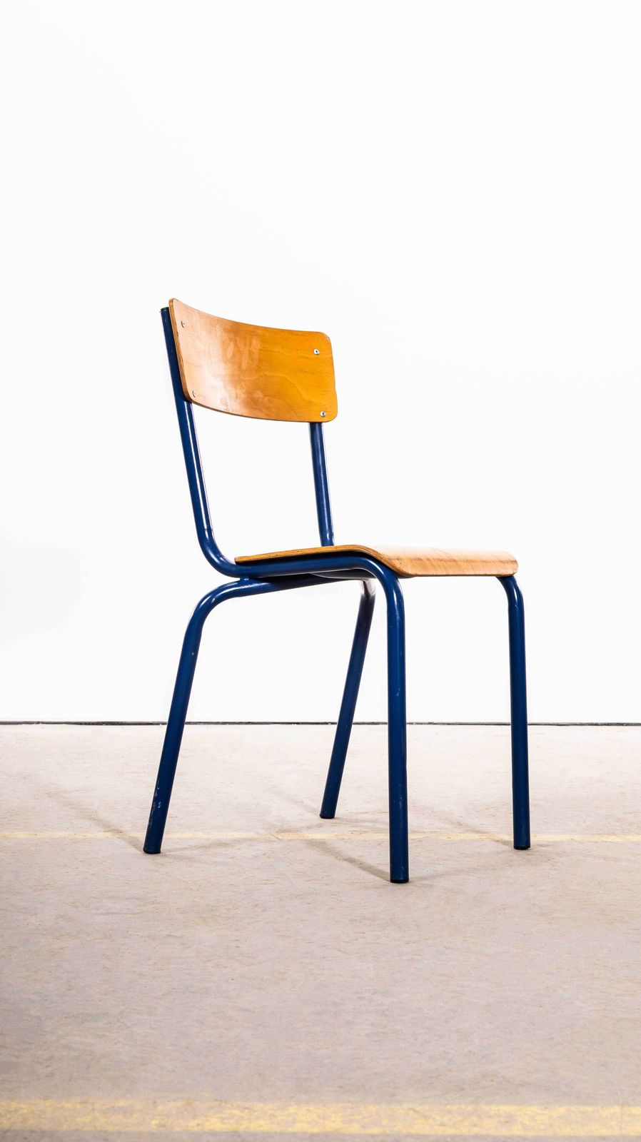 photo vinterior 1960's Sea Blue Simple Mullca Stacking Dining Chairs   Set Of Six