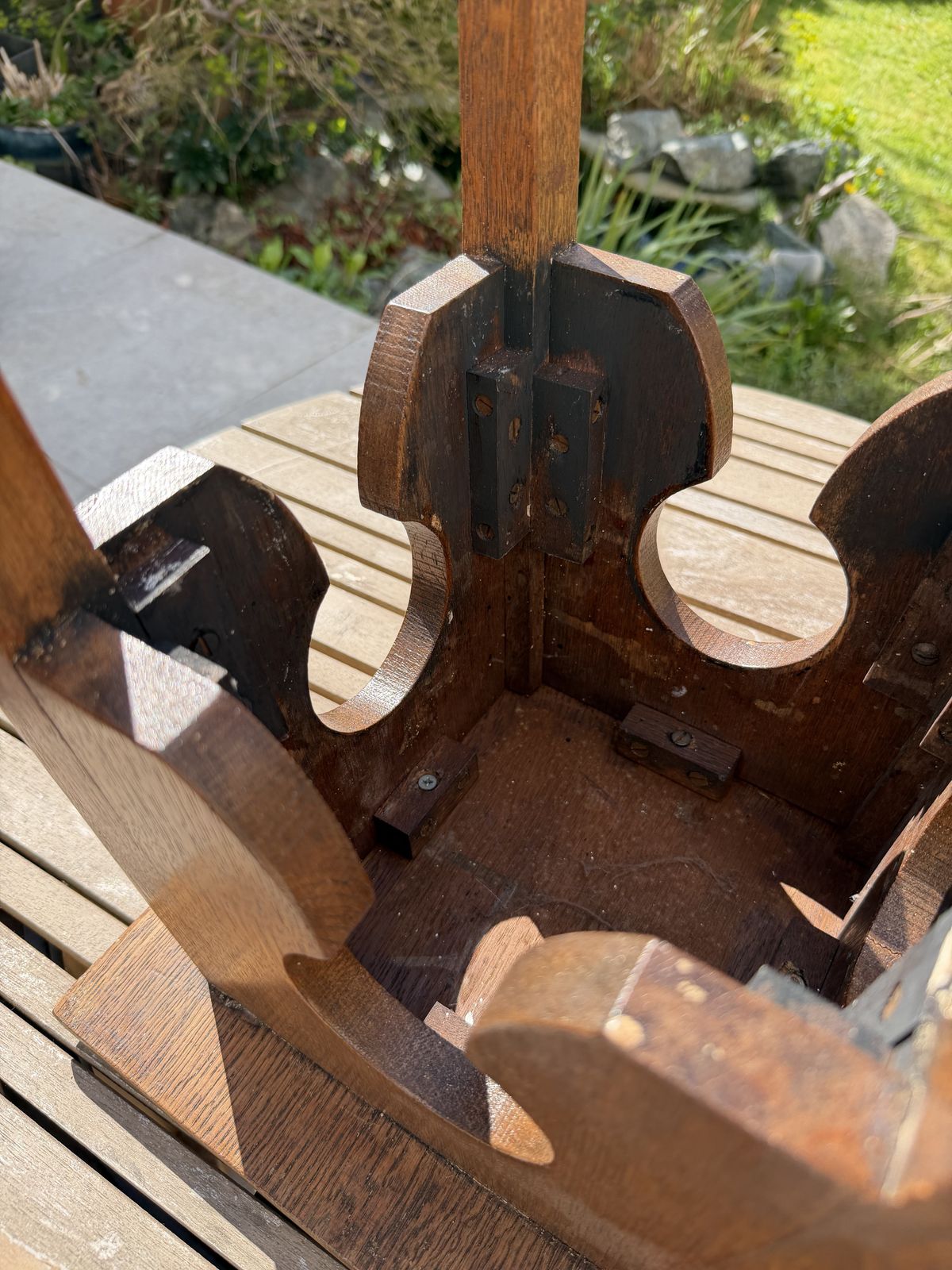 Arts And Crafts Keyhole Design Oak Torchere / Plant Stand photo Furniture