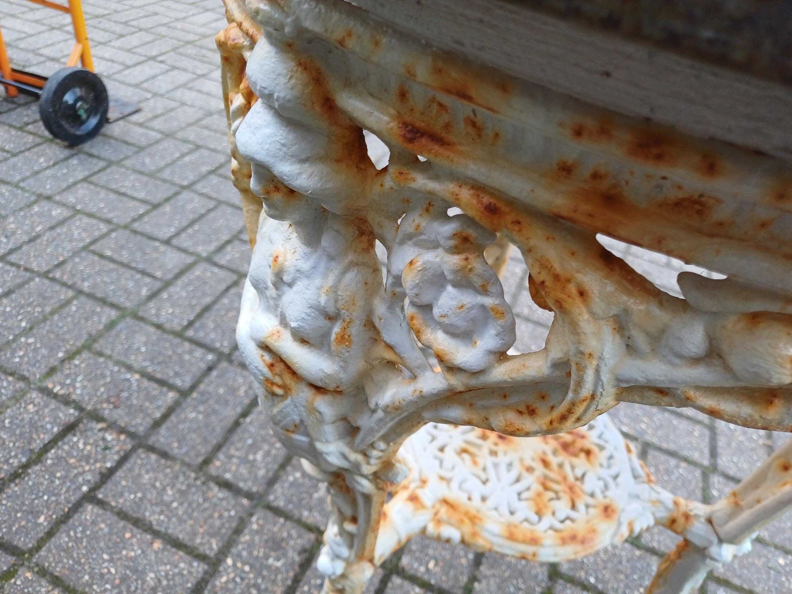 photo furniture Victorian Cast Iron Britannia Garden Table   Marble Top Outdoor Bistro Table   Antique English Garden Furniture
