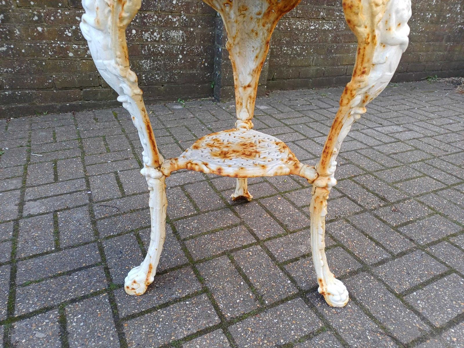 Garden Furniture Victorian Cast Iron Britannia Garden Table   Marble Top Outdoor Bistro Table   Antique English Garden Furniture photo