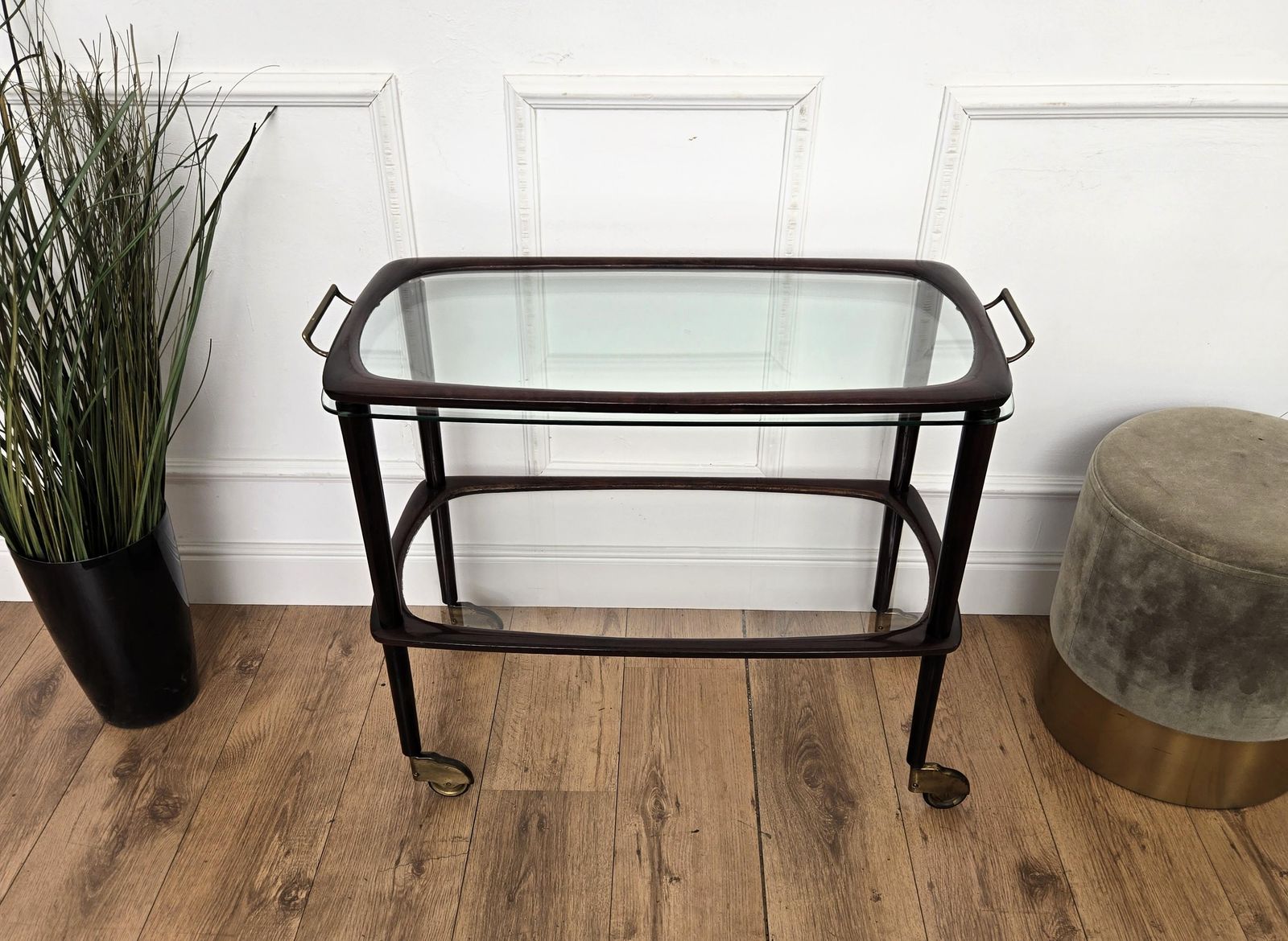 1950s Art Deco Mid Century Italian Dry Bar Cabinet Liquor Cart Tray photo vintage