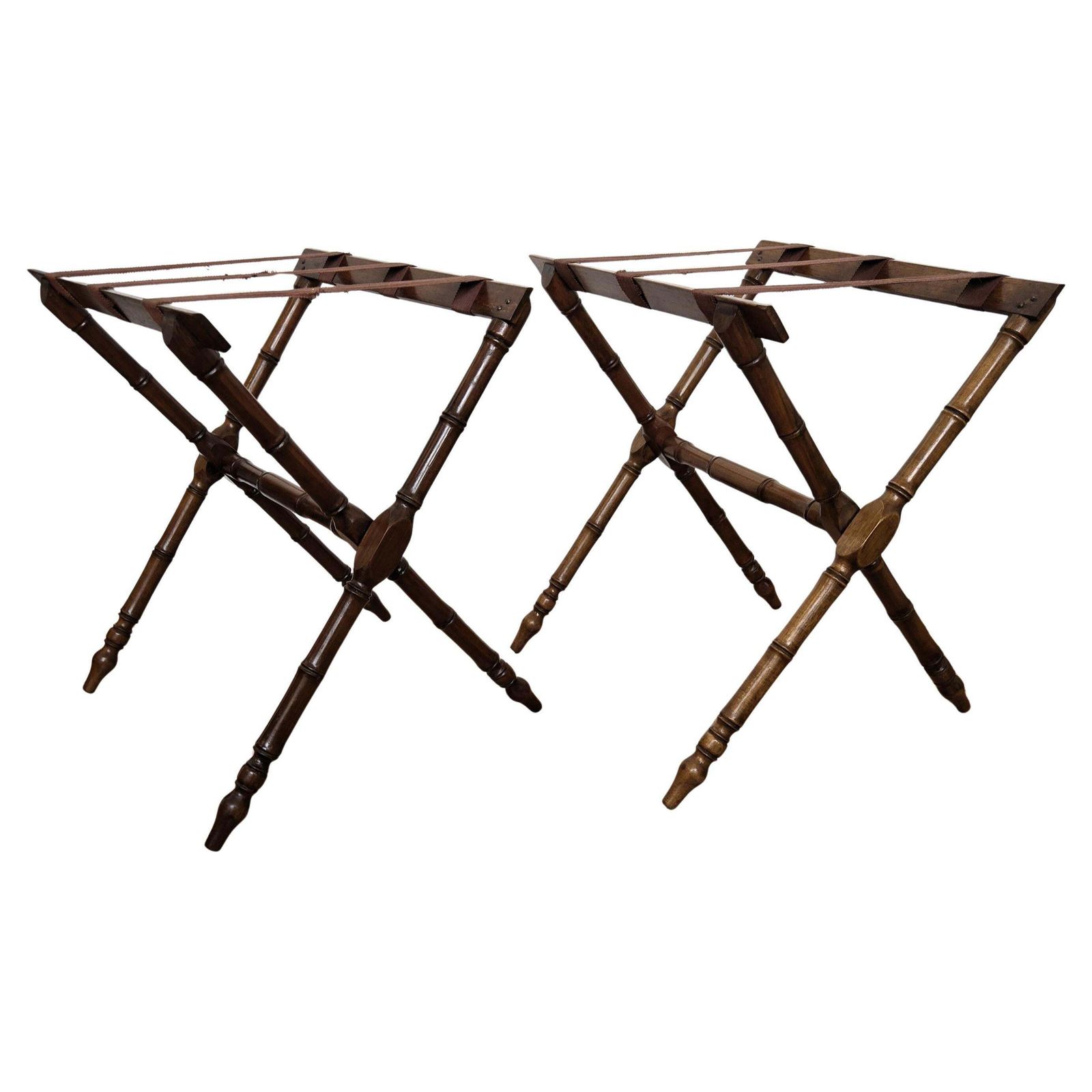 Pair Of Italian Vintage Foldable Luggage Racks Stands