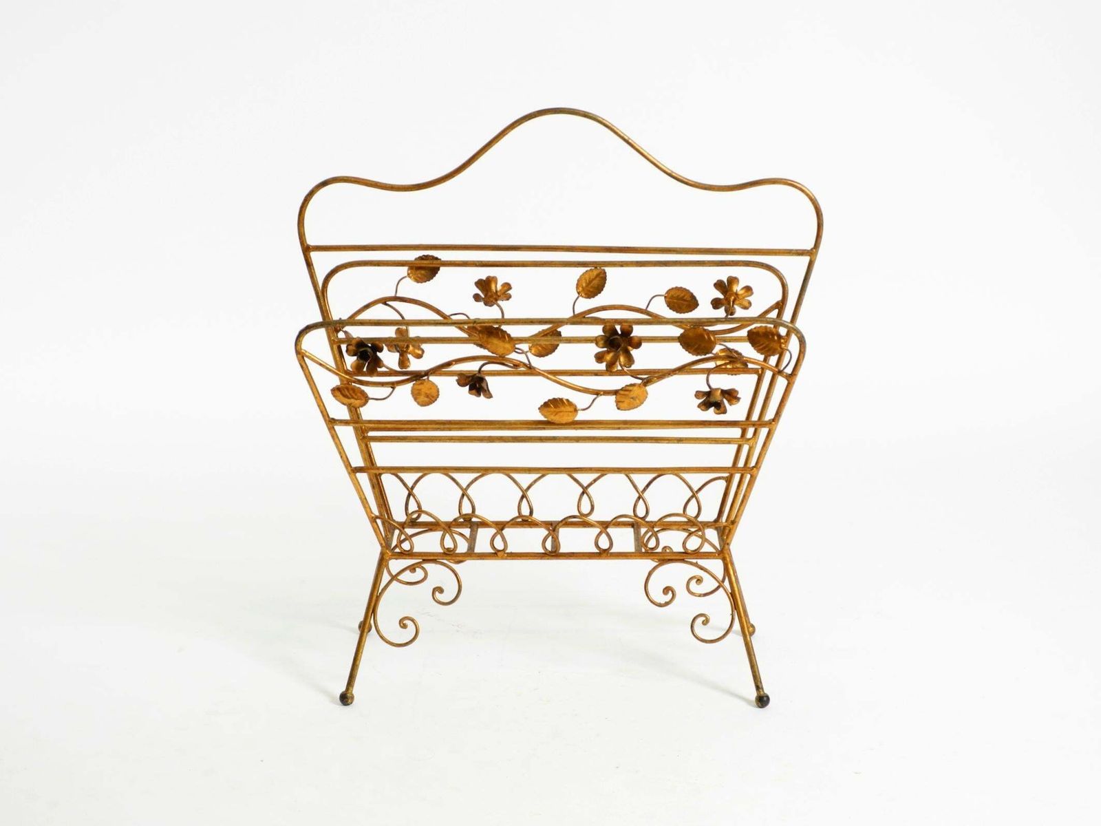 Extraordinary Mid Century Newspaper And Magazine Rack With A Gilded Metal Frame photo furniture