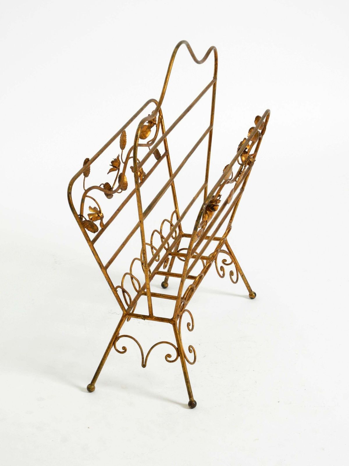 Extraordinary Mid Century Newspaper And Magazine Rack With A Gilded Metal Frame photo 598.0