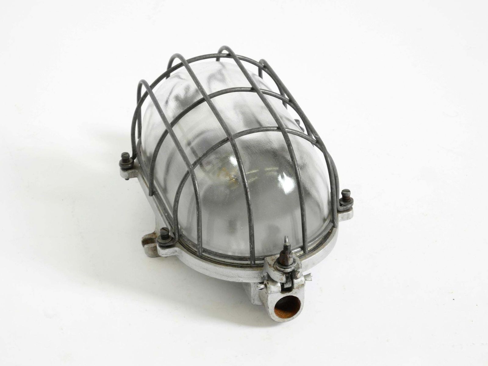 Rare Large 1950s Vintage Factory Lamp Made Of Cast Aluminum And Glass photo vintage