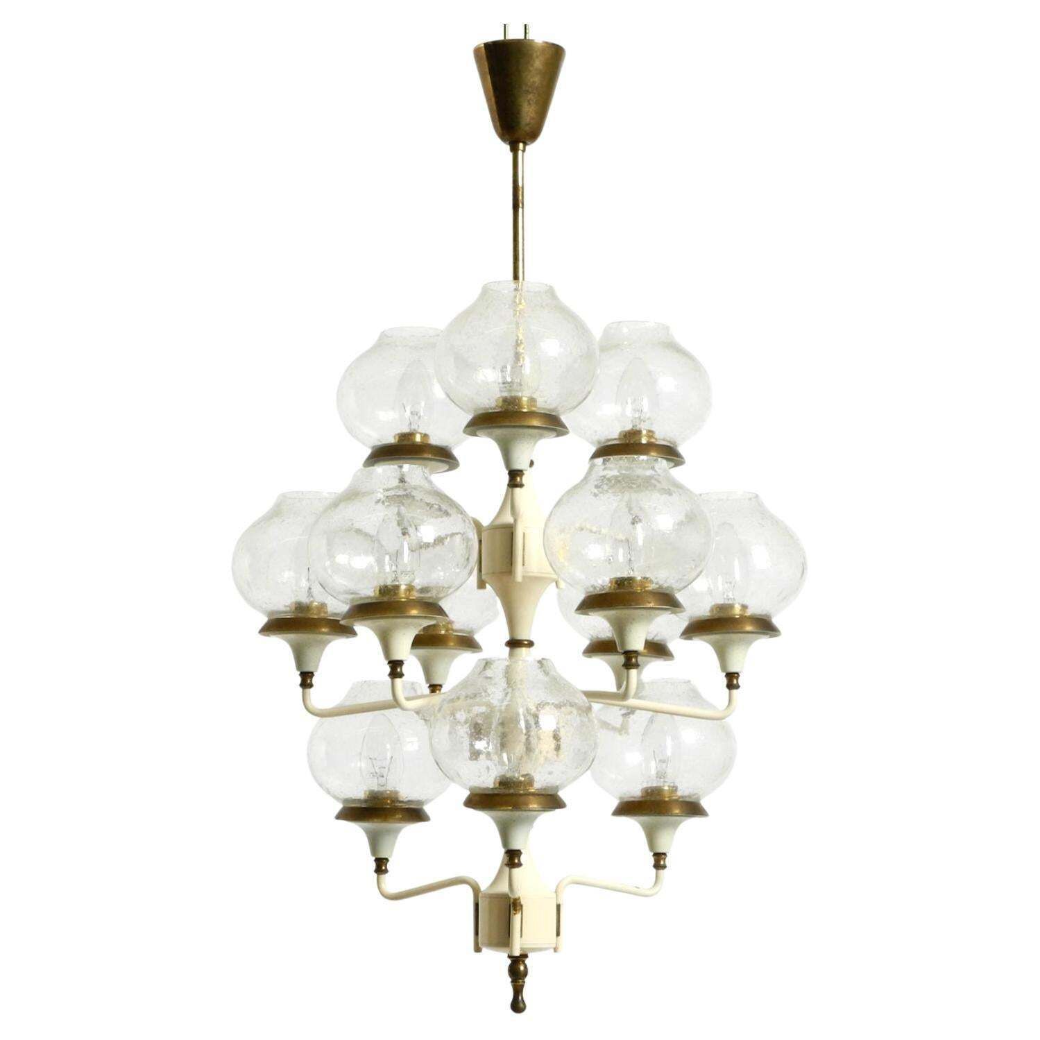 Beautiful Large 1960s Brass And Glass Tulip Ceiling Lamp By Hans Agne Jakobsson