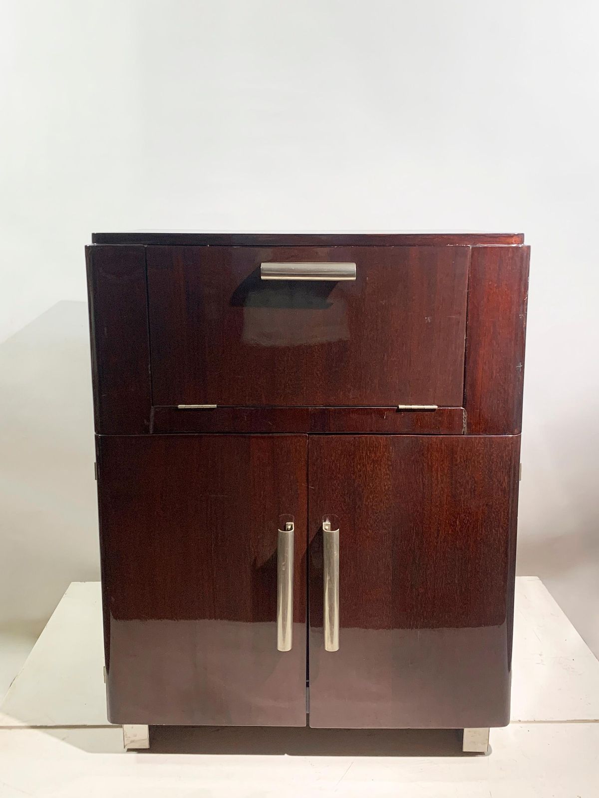 Art Deco Polished Mahogany Bar Cabinet With Mirrored Interior, Circa 1930's photo Furniture