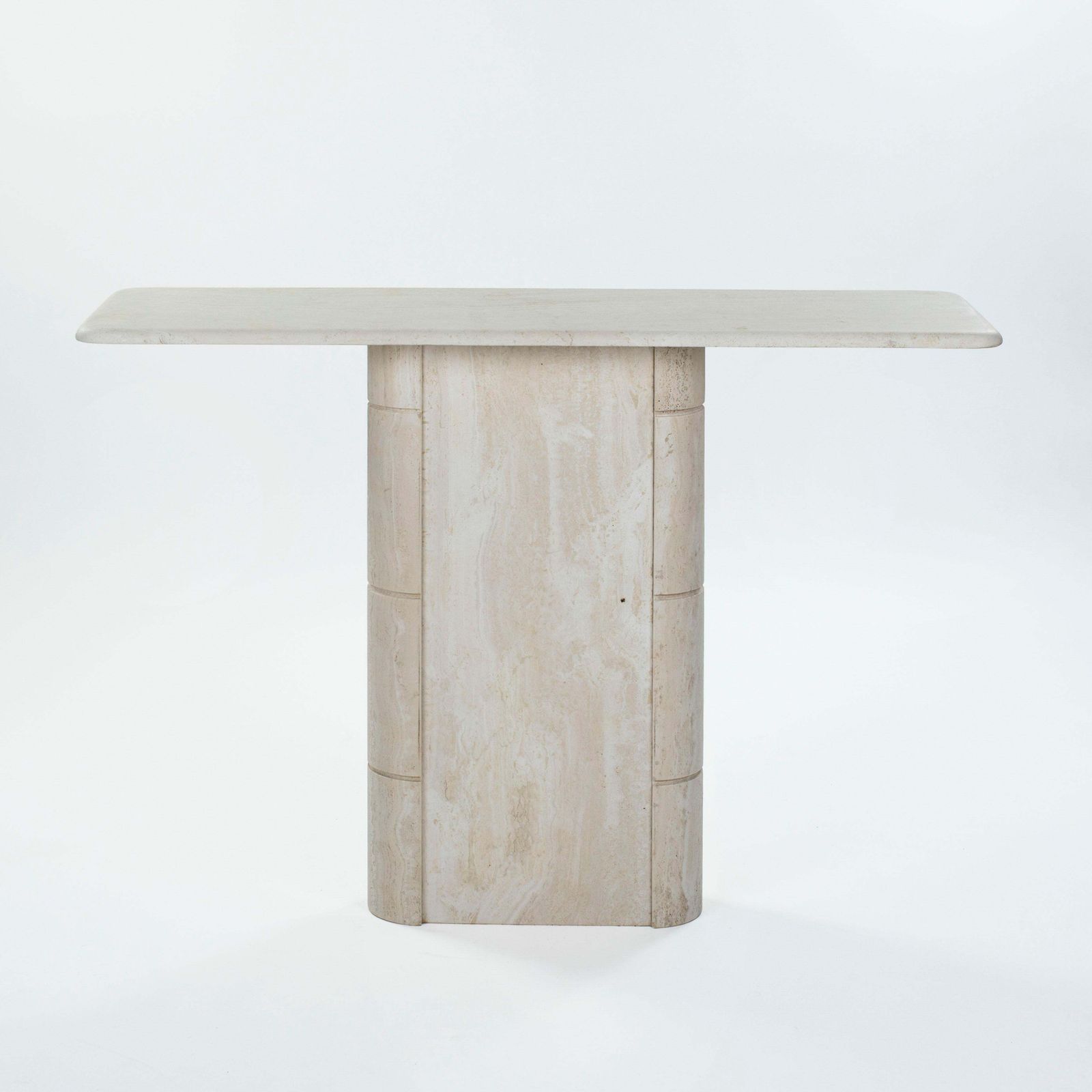 French Elegante Mid Century Faux Bamboo Travertine Console Table 1970s photo buy