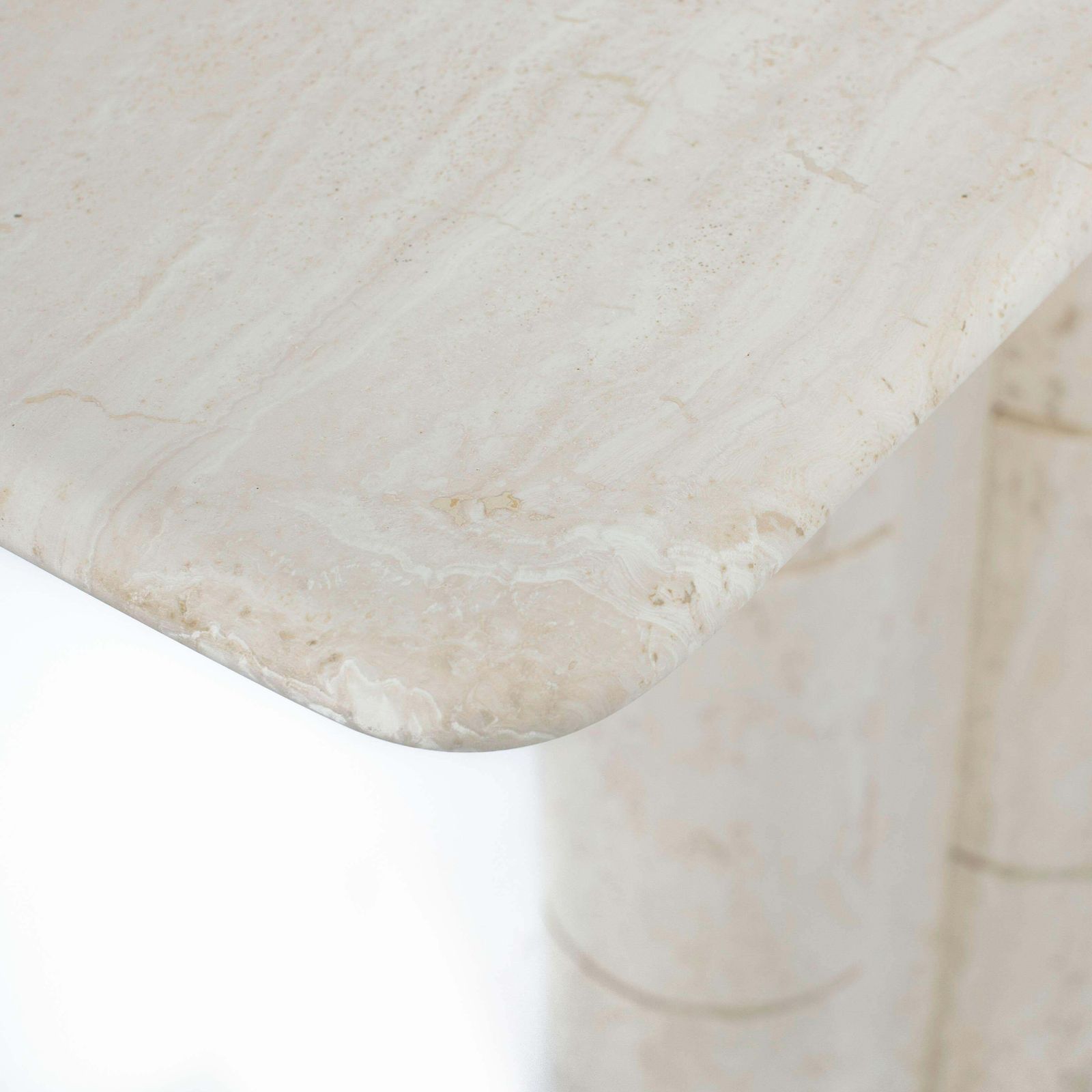 photo vinterior French Elegante Mid Century Faux Bamboo Travertine Console Table 1970s