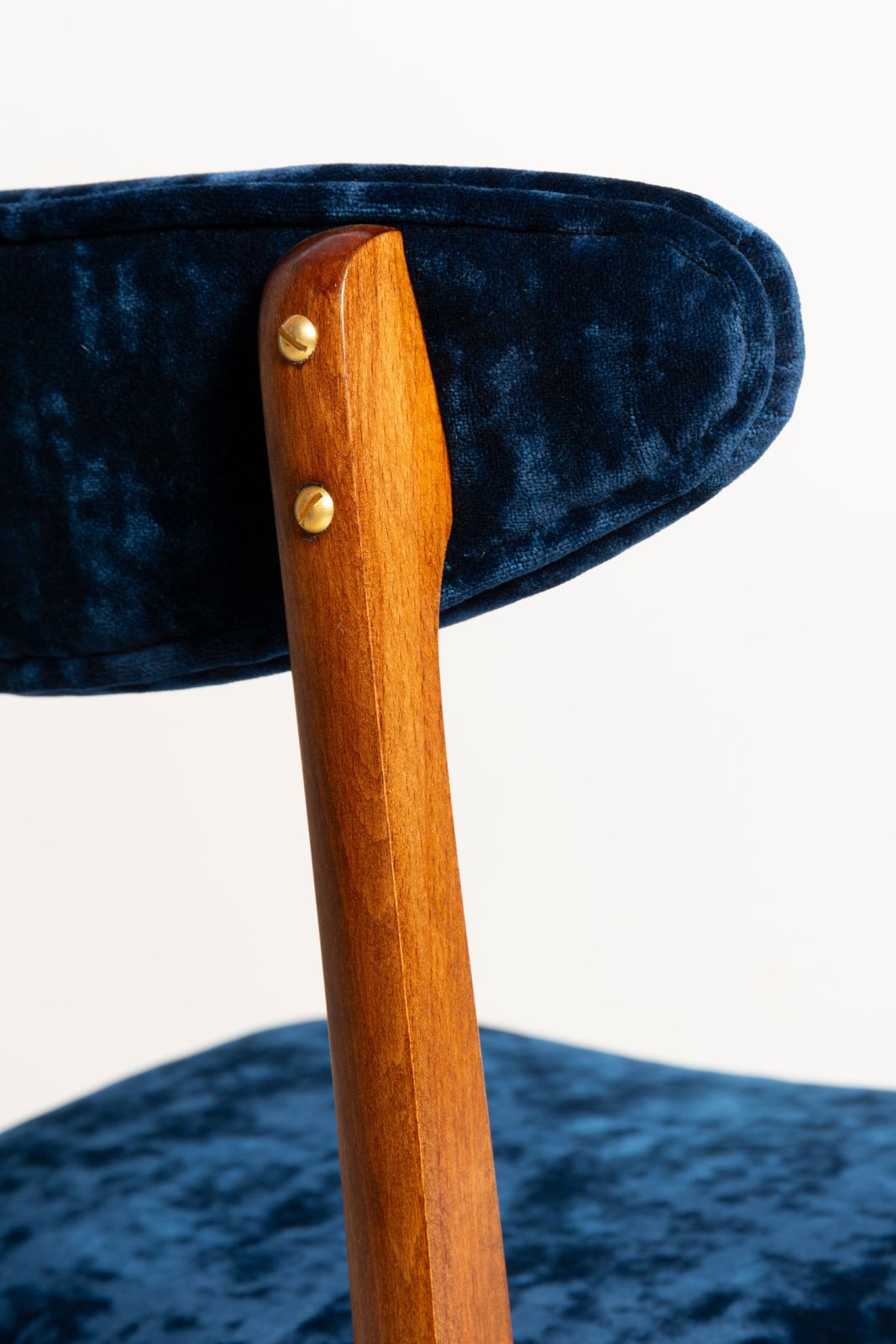 Ten Mid Century Navy Blue Velvet Chairs, Walnut Wood, Rajmund Halas, 1960s photo 6193.0