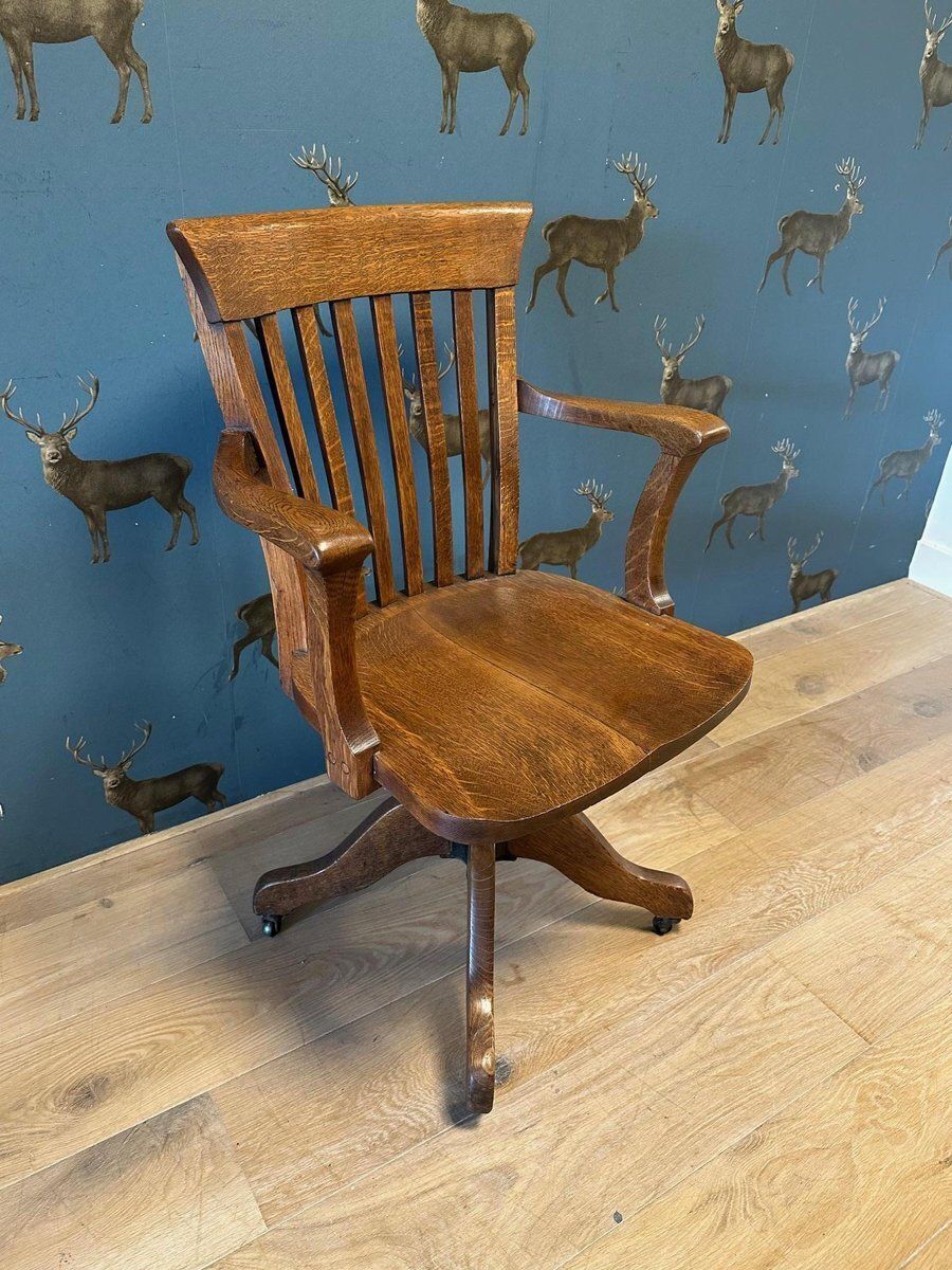 Antique Oak Office Chair, 1890s photo for sale