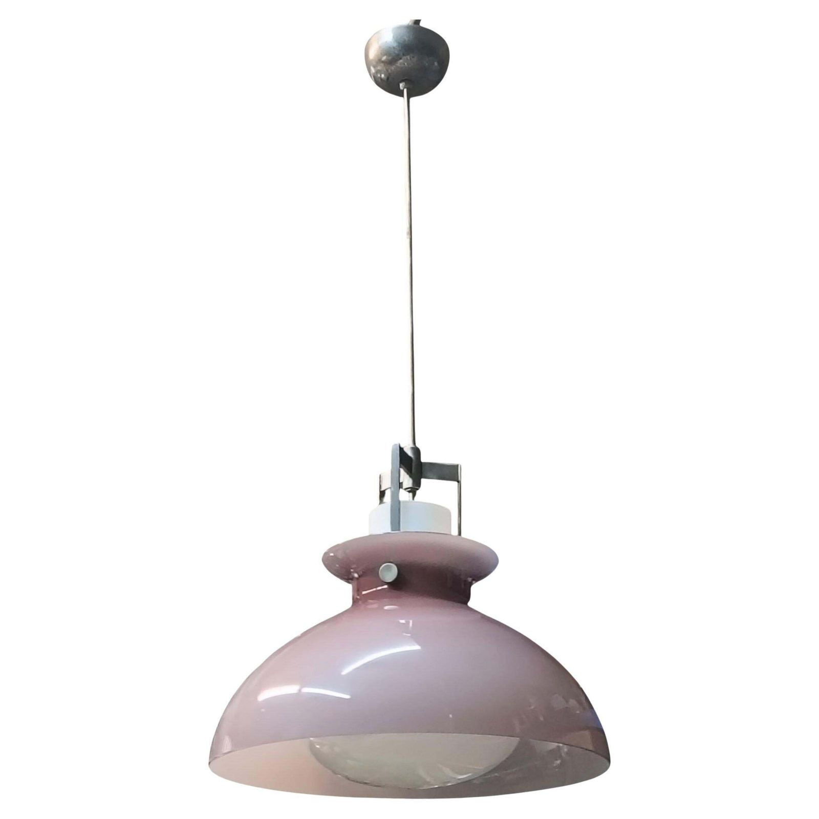 Paolo Caliari For Venini Mauve Glass Chandelier, Italy 1960s