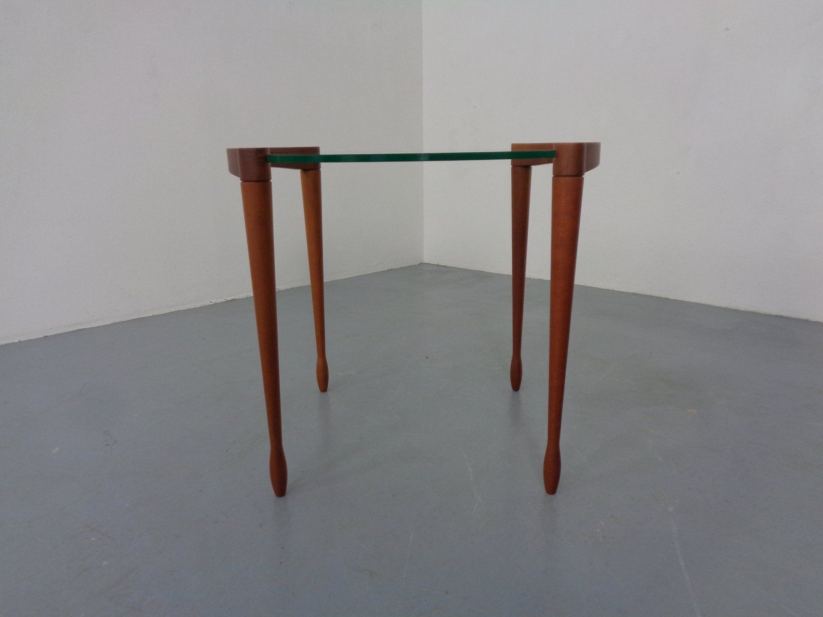 Giotto Glass And Cherry Wood Side Table By Tarcisio Colzoni For Porada, Italy, 1990s photo Furniture