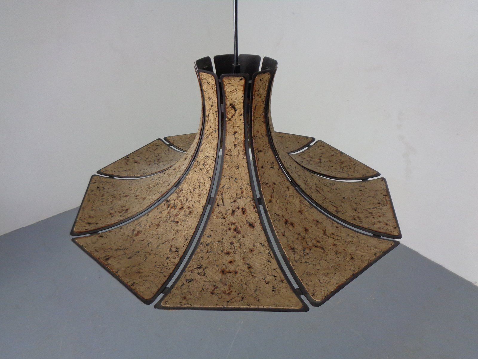 Cork & Metal Semi Pendant Lamp In The Style Of Ingo Maurer, Germany, 1970s photo Lighting